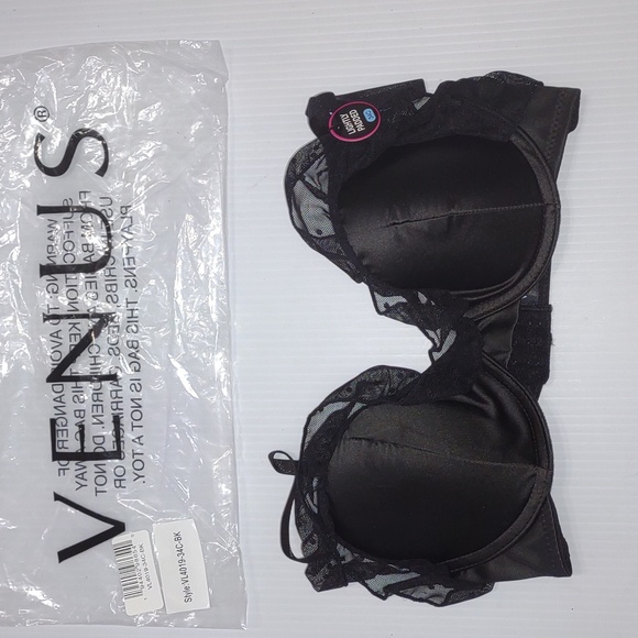 🫶VENUS Swiss Dot Lace Accent Demi Cup Bra in Black - Picture 4 of 10